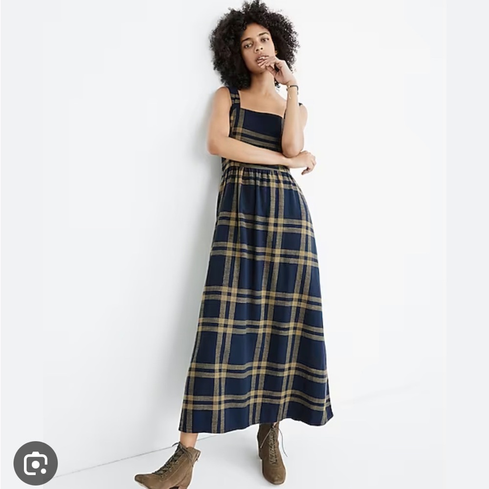 Ace & Jig Navy and Tan Plaid Maxi Dress